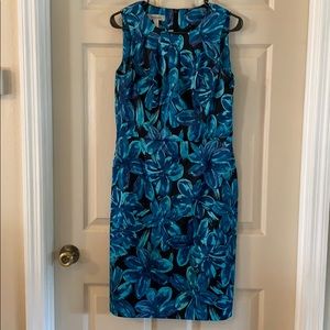 Blue and black pencil dress silk feeling